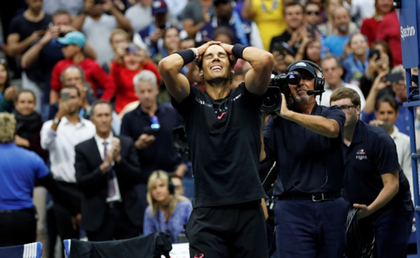 Rafael Nadal reacts to winning his third US Open (Anadolu Agency/Getty Images)