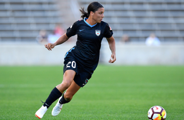 This is the third time Sam Kerr has earned Player of the Month award in her career. (Photo by Quinn Harris/Icon Sportswire via Getty Images)