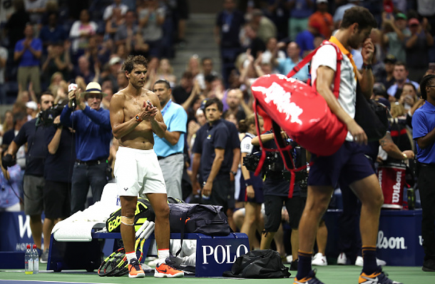 Nadal led the well-deserving ovation for the Russian as he walked off the court (Julian Finney/Getty Images)