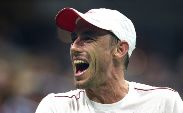 John Millman often gave himself some self-coaching which he said was a major help tonight (Alex Pantling/Getty Images)