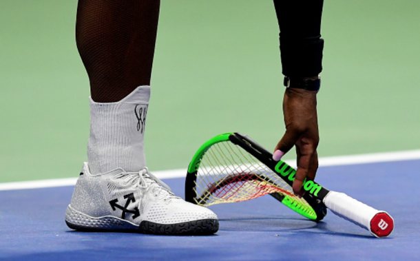 The smashed racquet cost Serena a point in one of Osaka's service games (Sarah Stier/Getty Images)