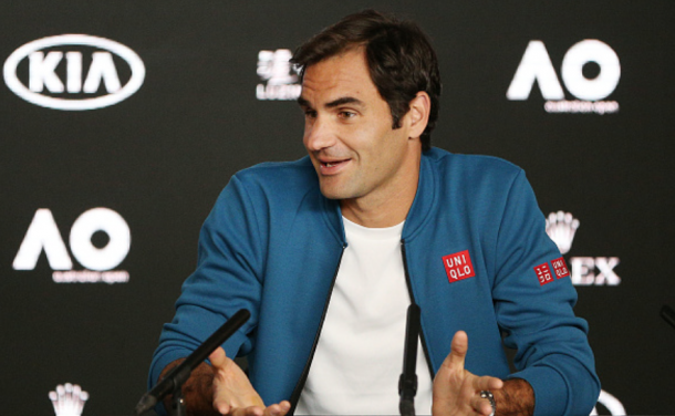 Roger Federer during his pre-tournament press conference at the Australian Open (Fred Lee/Getty Images)