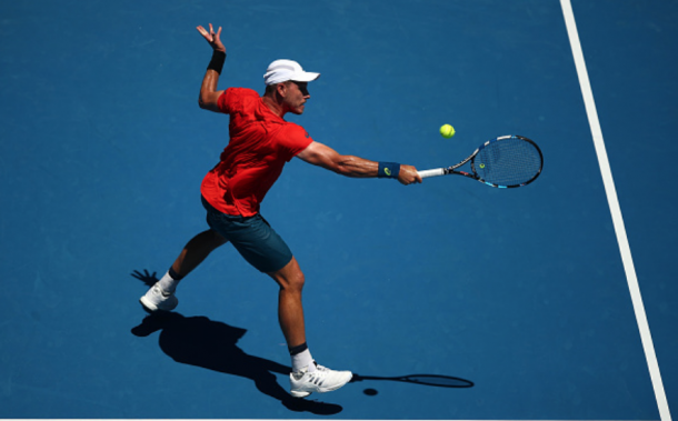 James Duckworth had plenty of serve and volley action today (Julian Finney/Getty Images)