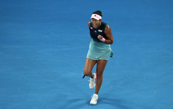 Osaka reacts to taking the first set (Cameron Spencer/Getty Images)