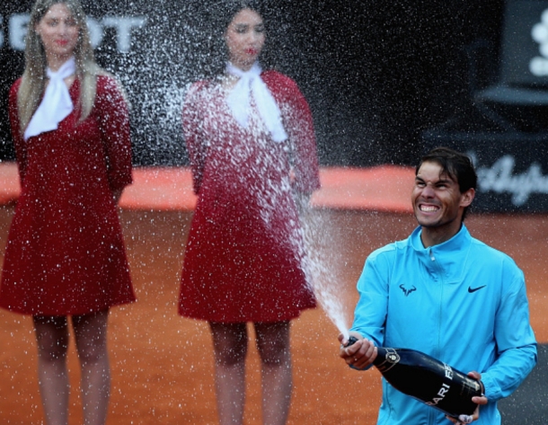 Nadal celebrates his victory in the Rome final (Paolo Bruno/Getty Images)