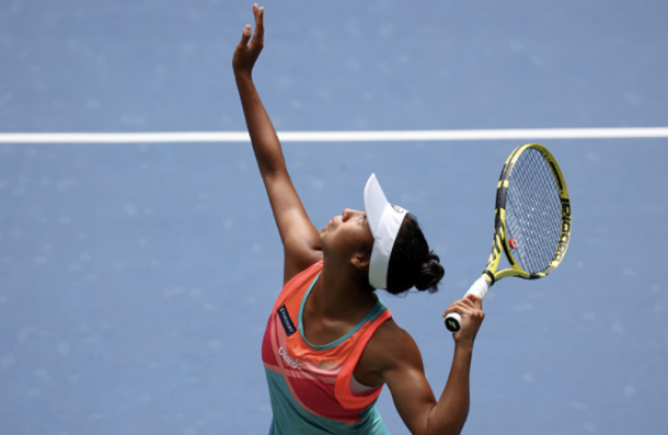 Fernandez used her lefty serve to great use throughout the match (Photo: Al Bello)