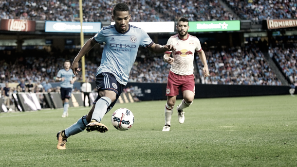 Yangel Herrera controlling the midfield in an earlier Hudson River Derby. | Photo: NYCFC