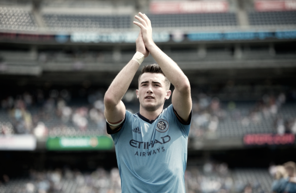 Jack Harrison thanking the NYCFC supporters. | Photo: New York City FC