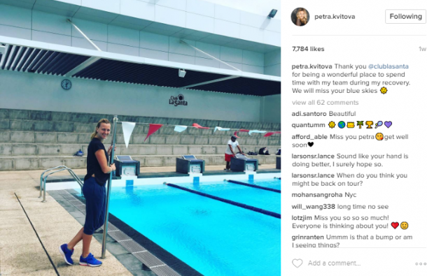 Kvitova has completed fitness training at the Canary Islands recently. Photo credit: Petra Kvitova Instagram.