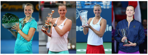 ​ Despite a tough year of 2015, Kvitova won Sydney (left), her biggest title Madrid (second from left), New Haven (second from right) and finished runner-up in Singapore (right). Photo credits: Sydney (Brendan Thorne/Getty Images), Madrid (Despite a tough year of 2015, Kvitova won Sydney (left), her biggest title Madrid (second from left), New Haven (second from right) and finished runner-up in Singapore (right). Photo credits: Sydney (Brendon Thorne/Getty Images), Madrid (Clive Brunskill/Getty Images) , New Haven (Maddie Meyer/Getty Images)Click and drag to move ​