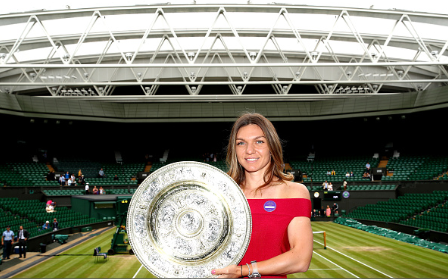 Halep with the Wimbledon title earlier this year (Getty Images/Clive Brunskill)