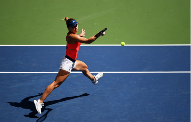 Simona Halep during her first round at the US Open 2016 | Mike Hewtt / Getty Sports