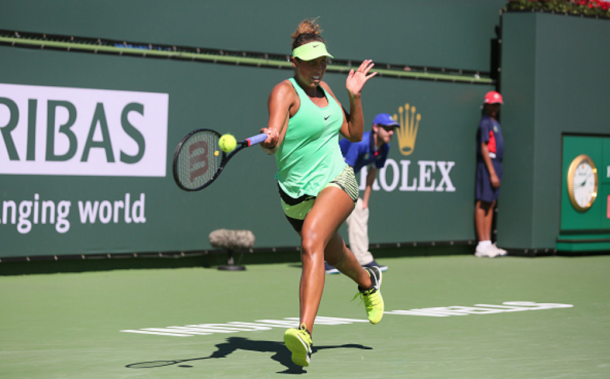 Madison Keys against Mariana Duque-Marino in the second round in Indina Wells | Photo: Icon Sportswire / Getty Images