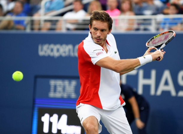 Nicolas Mahut showing off his serve and volleying skills (Photo: Iconsportswire/Getty Images)