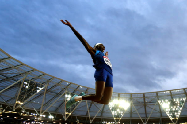 Brittney Reese competes in the Long Jump final (Photo: Alexander Hassenstein/Getty Images)