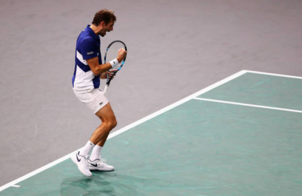 Julien Benneteau celebrates defeating a second seed this week (Photo: Dean Mouhtaropoulos/Getty Images)