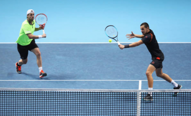 Oliver Marach and Mate Pavic in action against the Bryan Brothers (Photo: Julian Finney/Getty Images) 