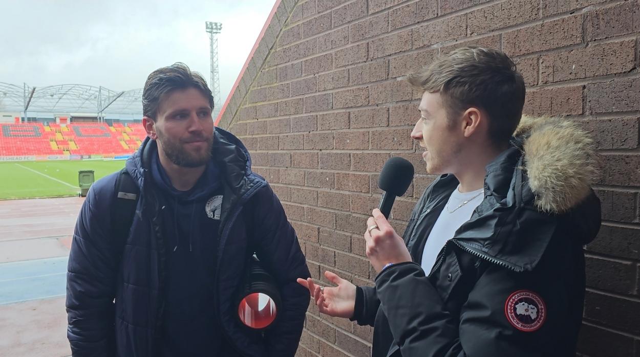 Myself interviewing James Montgomery after the match