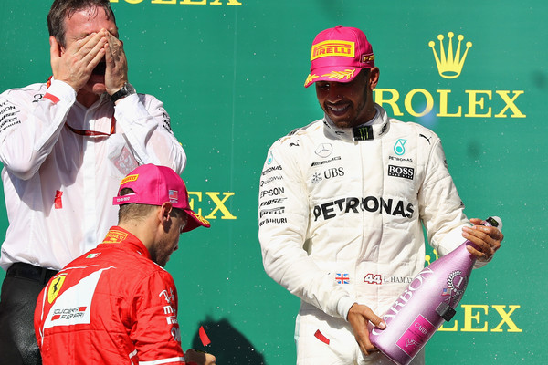 Hamilton y Vettel en el podio de los EEUU. Fuente: Getty Images