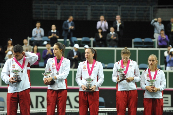 Serbia recieve their runner up trophies in 2012. Photo: Getty Images/Michal Cizak