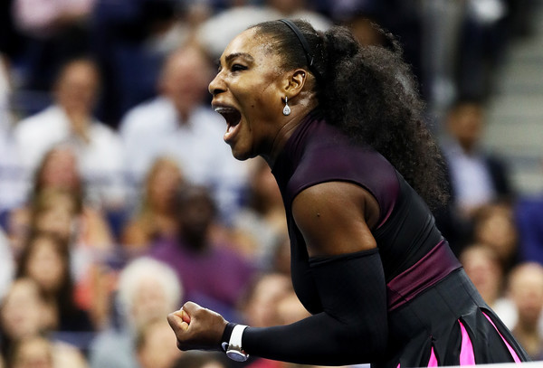 Serena Williams fist pumps after winning a point during her semifinal match against Karolina Pliskova at the 2016 U.S. Open. | Photo: Al Bello/Getty Images North America