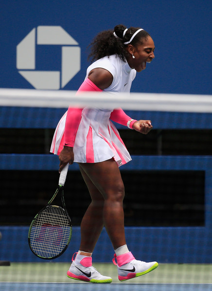 Serena Williams celebrates after winning a point during her third-round match against Johanna Larsson at the 2016 U.S. Open. | Photo: Chris Trotman/Getty Images North America