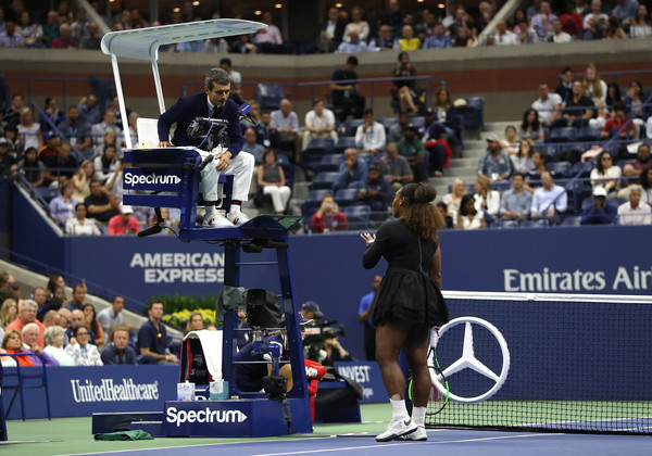 Williams argues with umpire due to a code violation | Photo: Matthew Stockman/Getty Images North America