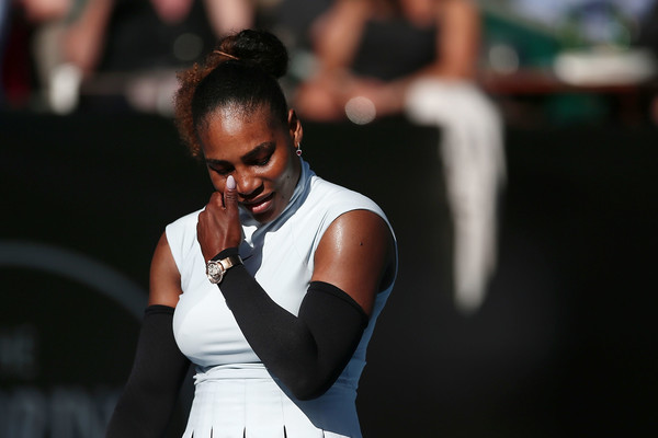 Serena Williams reacts after a point during her second-round match against Madison Brengle at the 2017 ASB Classic. | Photo: Anthony Au-Yeung/Getty Images