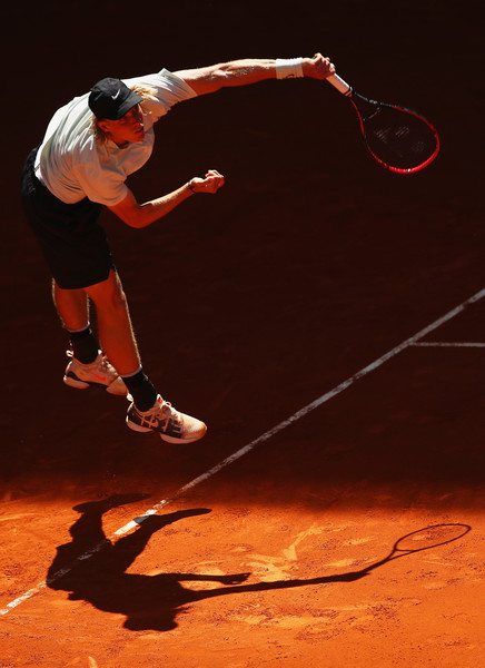 Denis Shapovalov leaps into his serve. His serve may not have been as big as Raonic's, but it was just as effective. Photo: Clive Brunskill/Getty Images