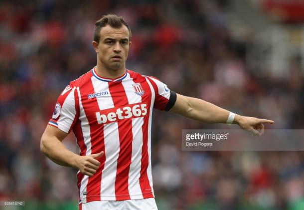 Stoke will be out Xherdan Shaqiri on Wednesday. Source | Getty Images.