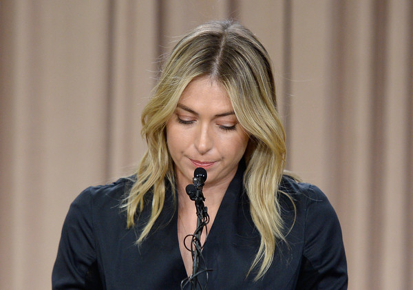 Maria Sharapova during the press conference when she admitted to failing a drug test. Photo: Kevork Djansezian/Getty Images