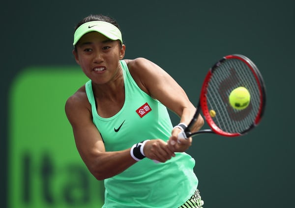 Zhang Shuai hits a backhand at the Miami Open | Photo: Julian Finney/Getty Images North America