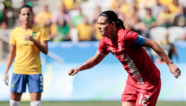 Sinclair wheels away after scoring the second goal. | Image credit: Alexandre Schneider/Getty Images