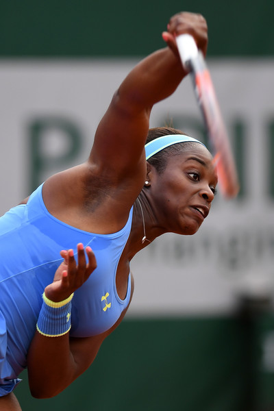 Sloane Stephens hits a serve during her win in Paris. Photo: Dennis Grombkowski/Getty Images