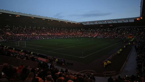 Imagen del apagón sufrido en el Stadium of Light. Foto: Sunderland AFC