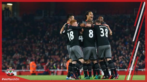 Celebración del equipo tras conseguir el pase a semifinales. Foto: Southampton FC