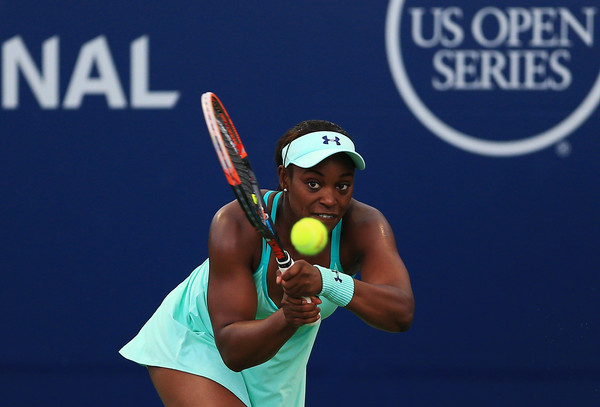 Stephens admires a backhand during her quarterfinal win. Photo: Vaughn Ridley/Getty Images
