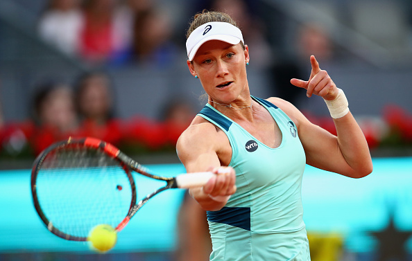 Samantha Stosur hits a forehand during her third round win. Photo: Clive Brunskill/Getty Images