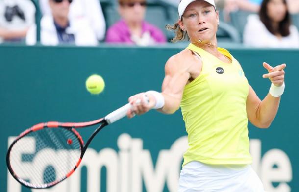Samantha Stosur cracks a forehand at the 2015 Family Circle Cup in Charleston, South Carolina/Getty Images
