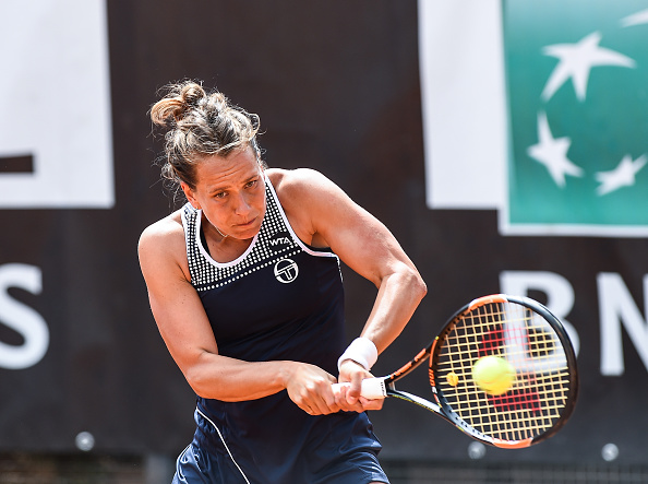 Barbora Strycova hits a backhand during her second round win. Photo: Getty Images