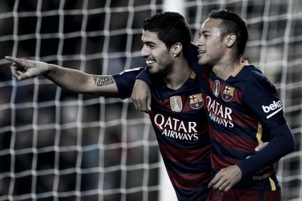 Luis Suarez and Neymar celebrating. Photo: AS