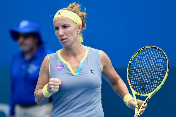 Svetlana Kuznetsova celebrates winning a point in Sydney | Photo: Brett Hemmings/Getty Images AsiaPac