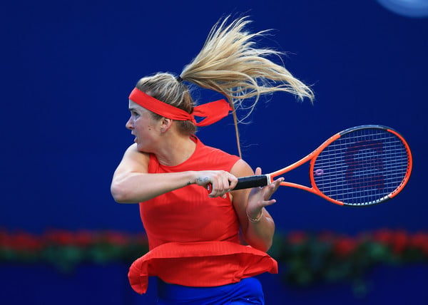 Svitolina follows through on a forehand in Toronto. Photo: Vaughn Ridley/Getty Images