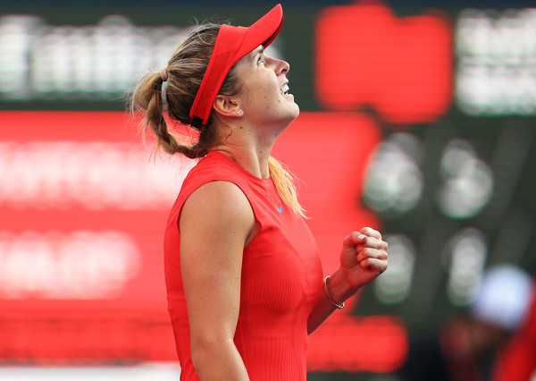 Svitolina celebrates her semifinal victory over Simona Halep. Photo: Vaughn Ridley/Getty Images