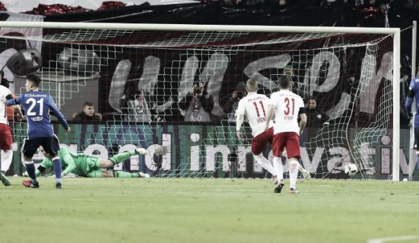 El momento del primer gol del Leipzig FOTO | Leipzig en Twitter