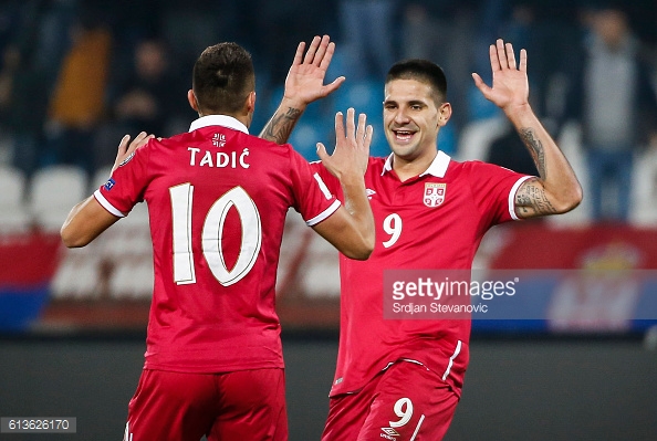 Tadic celebrates a goal on National Service.