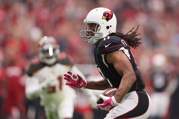 Larry Fitzgerald #11 of the Arizona Cardinals runs with the football after a reception against the Tampa Bay Buccaneers. |Source: Christian Petersen/Getty Images North America|