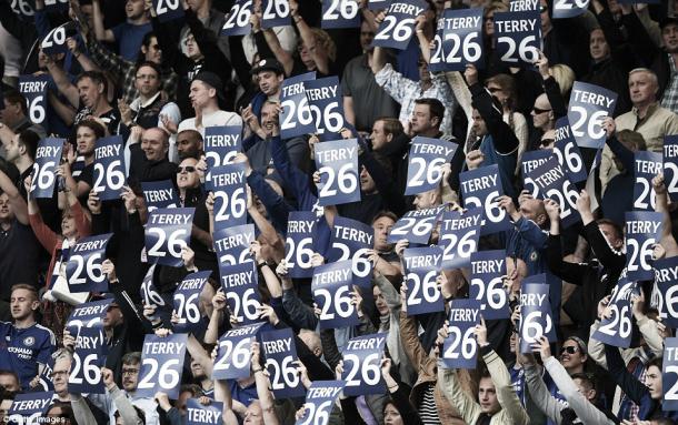 Chelsea fans showing their appreciation for John Terry in Chelsea's 1-1 draw with Leicester City | Photo: Getty Images  