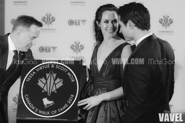 Virtue and Moir, who have skated together for more than two decades and have been through everything one could possibly imagine, were noticeably touched by their official star, exchanging glances as they took a moment to marvel at the magnitude of this occasion.