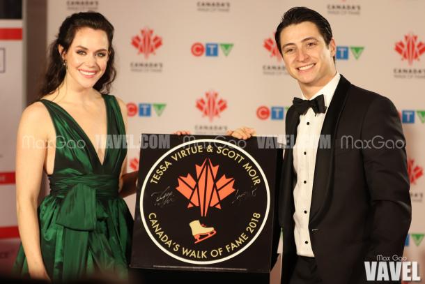 It’s official! Canadian ice dancers Tessa Virtue and Scott Moir will now forever hold a physical place to mark all of their achievements on Canada’s Walk of Fame.